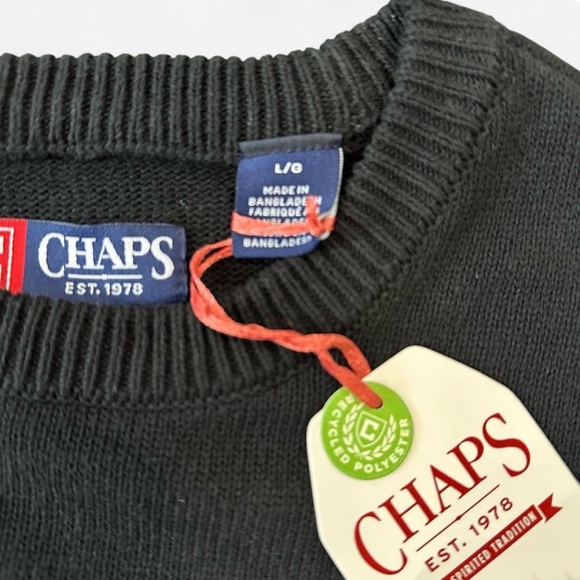 Chaps Black USA American Flag Knit Sweater Large NWT Team USA Americana Preppy - Picture 3 of 8